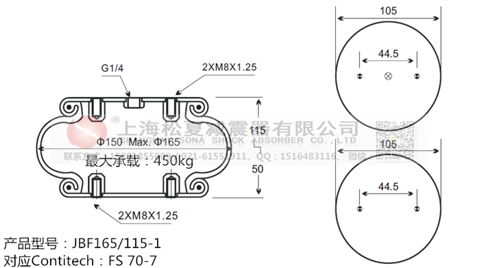 JBF165/115-1橡膠<a href='http://www.dtjkbx.cn/' target='_blank'><u>空氣彈簧</u></a>