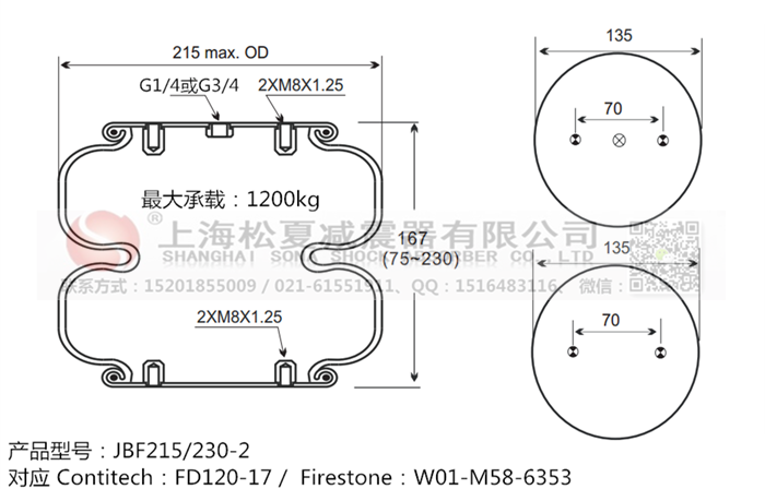 JBF215/230-2橡膠<a href='http://www.dtjkbx.cn/' target='_blank'><u>空氣彈簧</u></a>