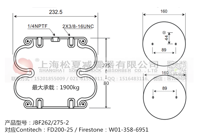 JBF262/275-2橡膠<a href='http://www.dtjkbx.cn/' target='_blank'><u>空氣彈簧</u></a>