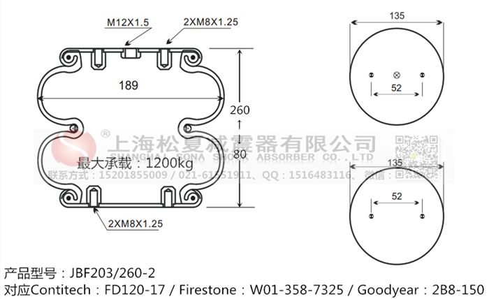 JBF203/260-2橡膠<a href='http://www.dtjkbx.cn/' target='_blank'><u>空氣彈簧</u></a>